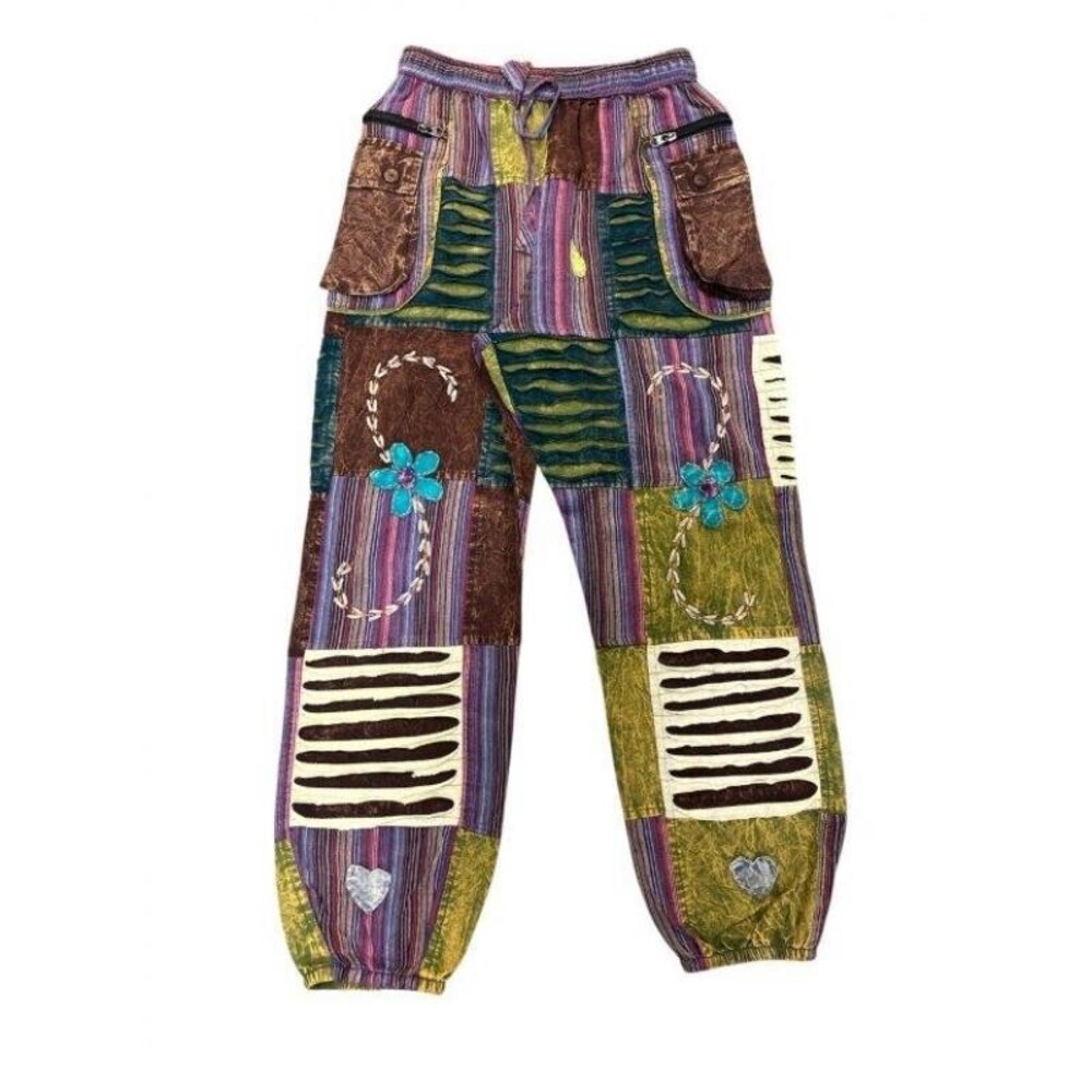 D1327 MLT Rising Cotton Crazy Artwork Festival Love Pant Various Sizes